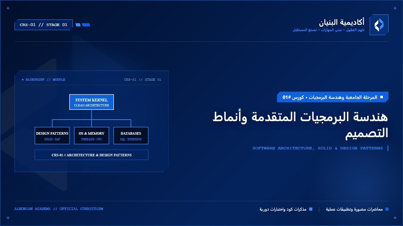 هندسة البرمجيات المتقدمة وأنماط التصميم (Architecture & Design Patterns)